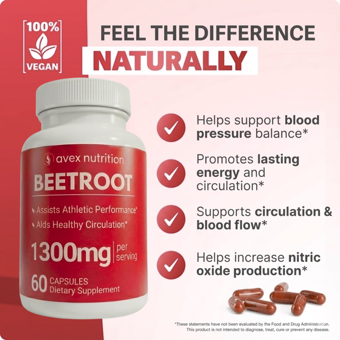 Avex Nutrition Premium Beetroot Capsules To Support Natural Energy & Vitality