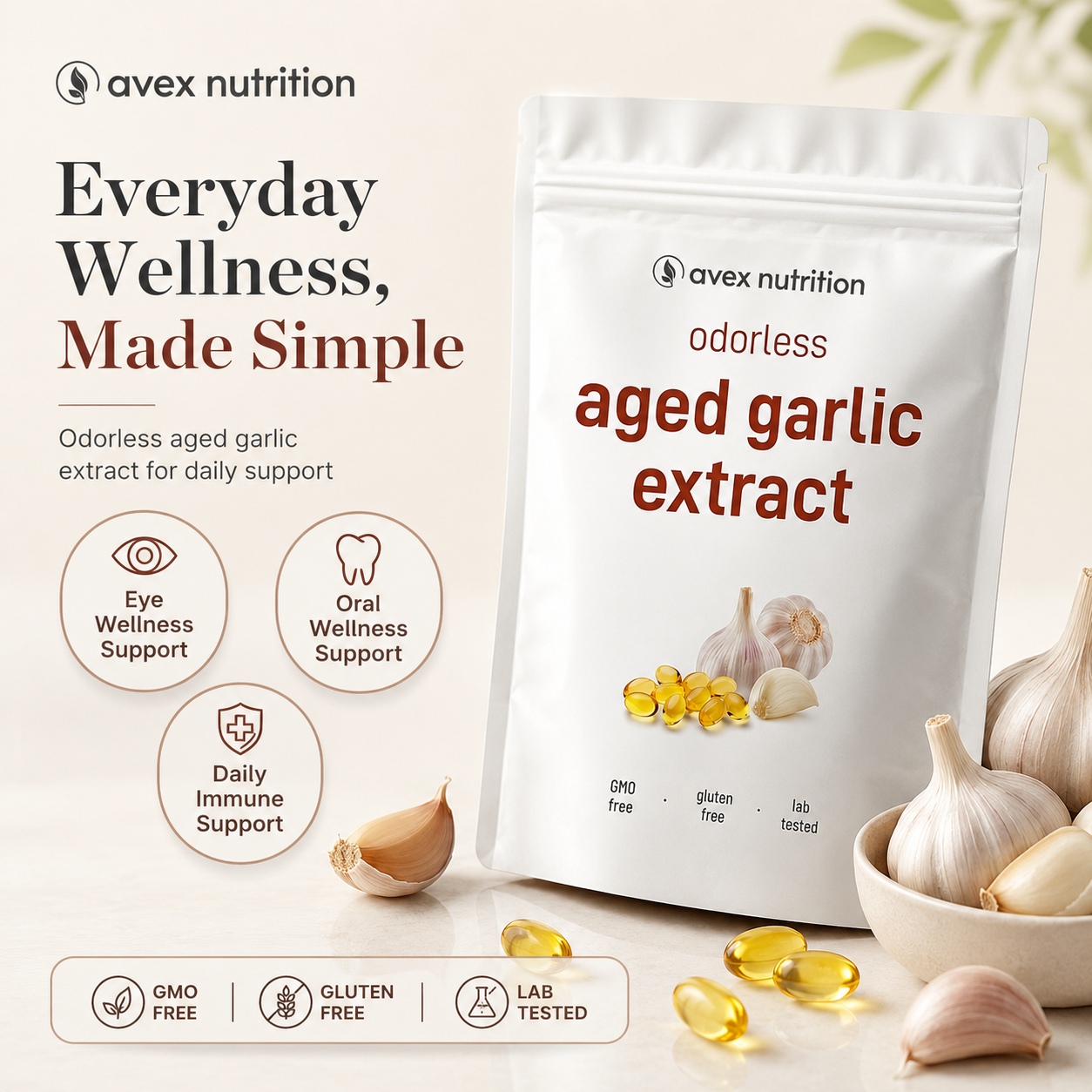 Aged Garlic Extract - 7500mg Odorless Softgels