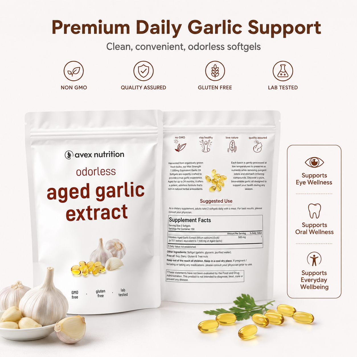 Aged Garlic Extract - 7500mg Odorless Softgels