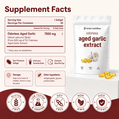 Aged Garlic Extract - 7500mg Odorless Softgels